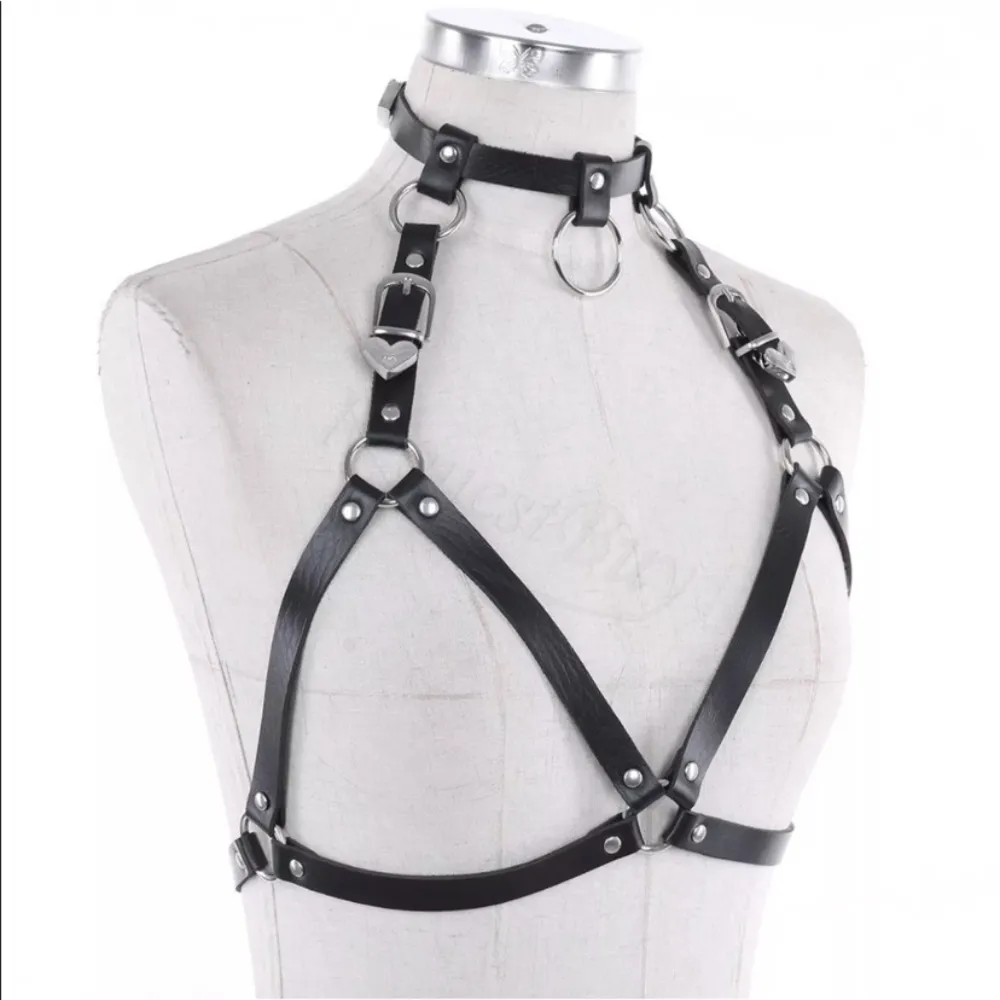 Harness O Ring Punk Black Chocker Festival Bra New - Image 4