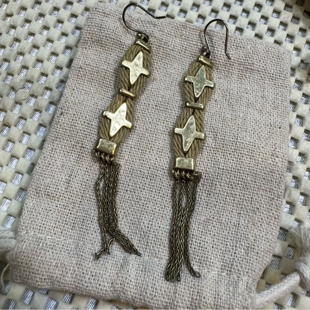 Lucky Brand Waxed Leather Gold-Tone Tassel Chain Earrings - Image 9