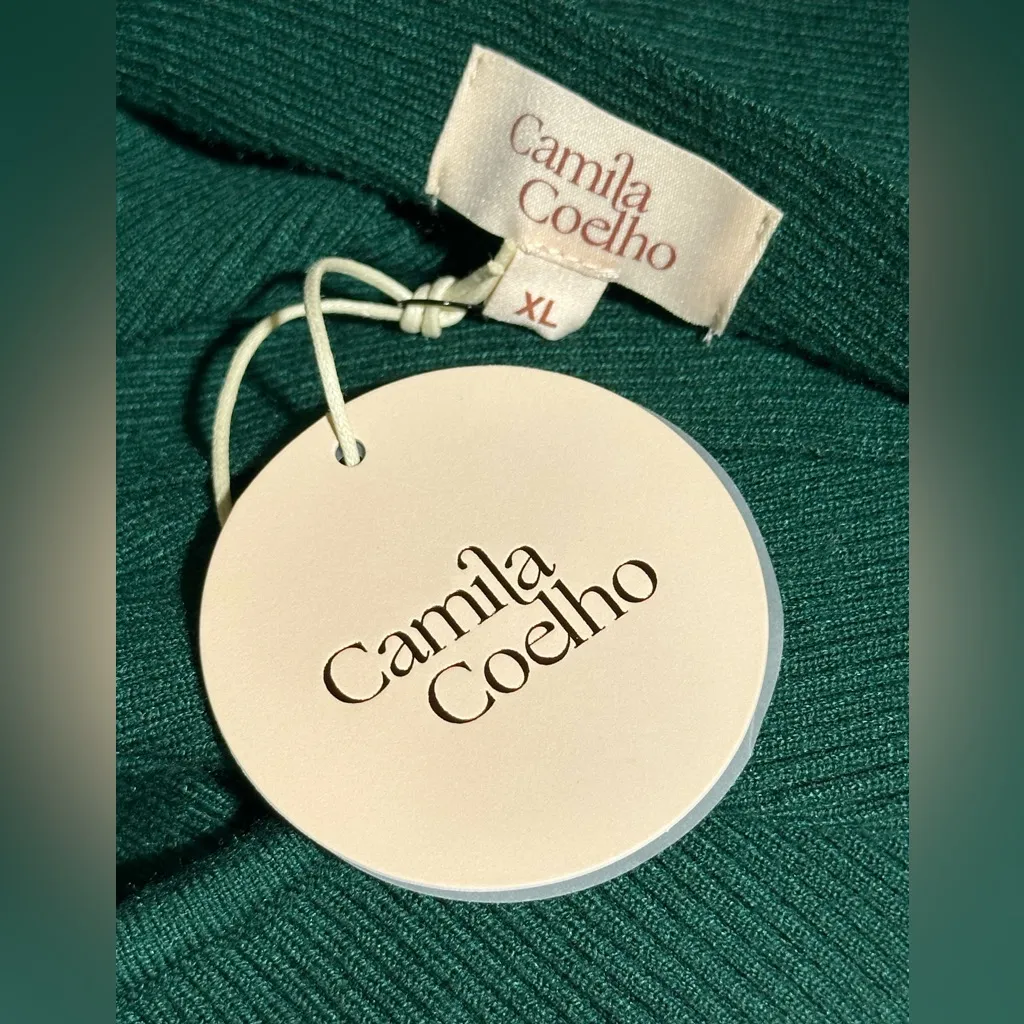 Camila Coelho Revolve Nahla Forest Green Knit off shoulder dress NWT size XLarge - Image 12