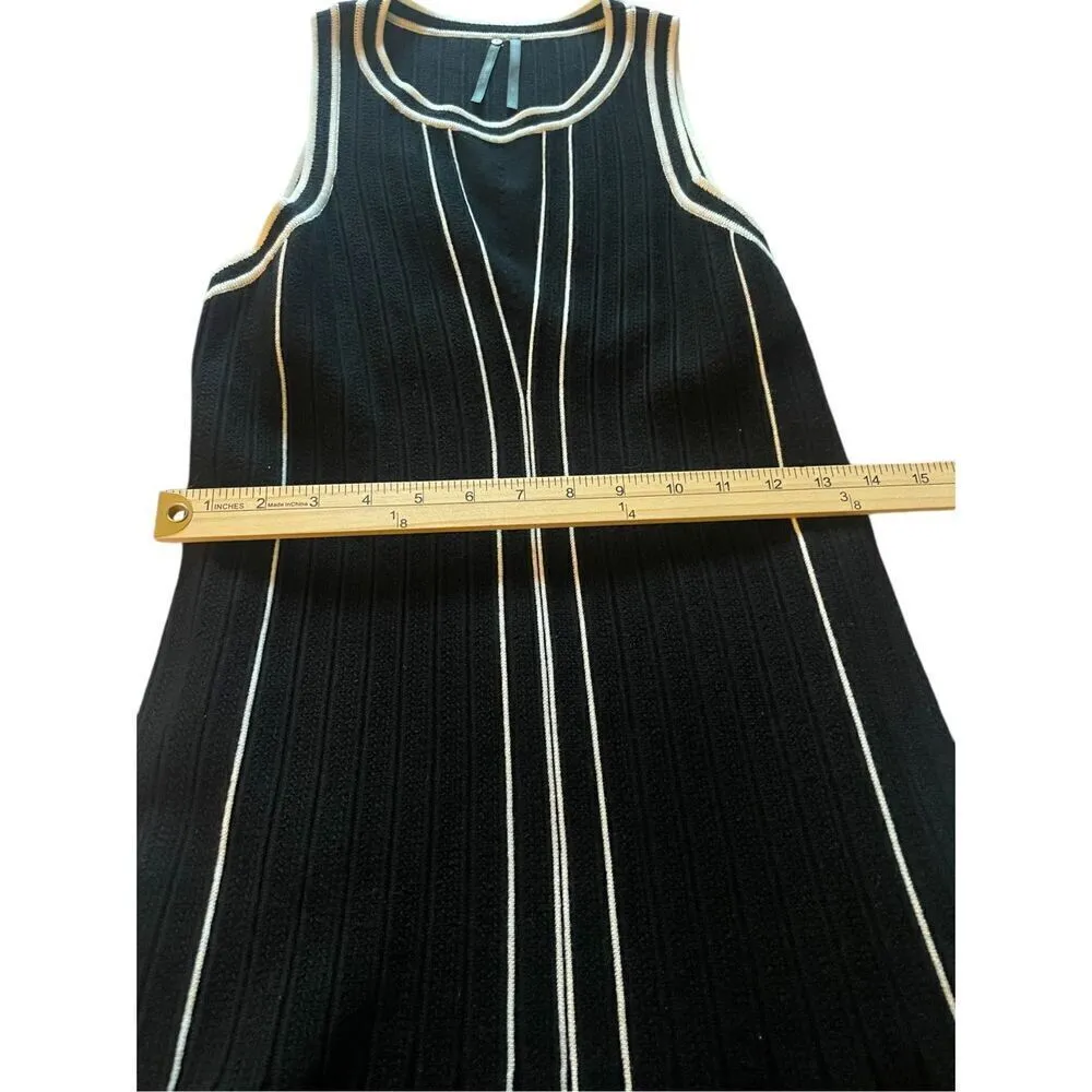NWT Anthropologie Sleeveless Pointelle Sweater Dress Size MP Black & White Flare - Image 8