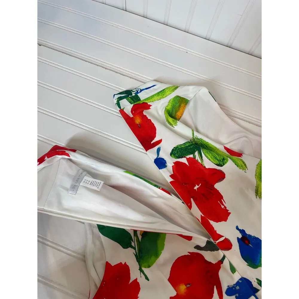 London Times Bold Poppy Floral Print Halter Wrap Dress Sleeveless V-Neck Midi 10 - Image 9