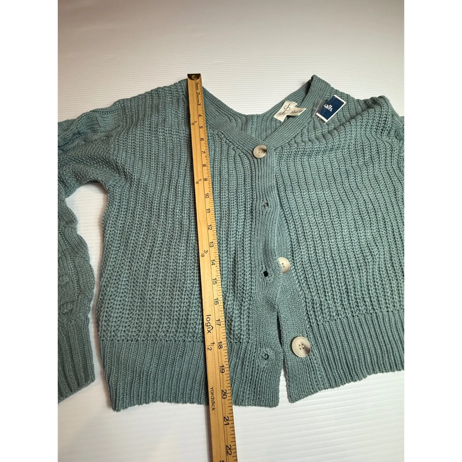 Jessica Simpson Womens Medium Cardigan Sweater Knit‎ Button Front Blue - Image 4