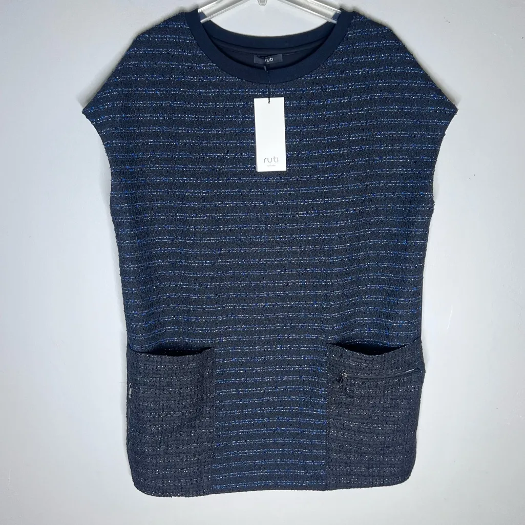 NEW Ruti Boucle Pippa Short Dress Navy & Black Sz M Size M - Image 2