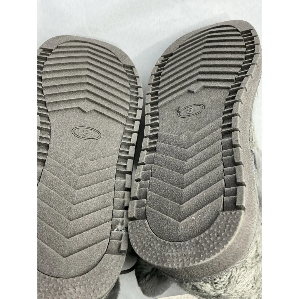 Womans Idina Knit Slip On Sweater Boot Slippers 8 Gray Lined Pom Poms NWOT - Image 8