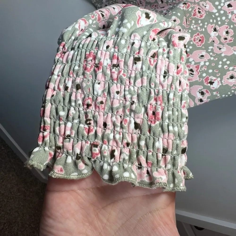 Melloday Ditsy Floral Square Neck Blouse Shirt Green Pink Cottagecore Women's XL - Image 5