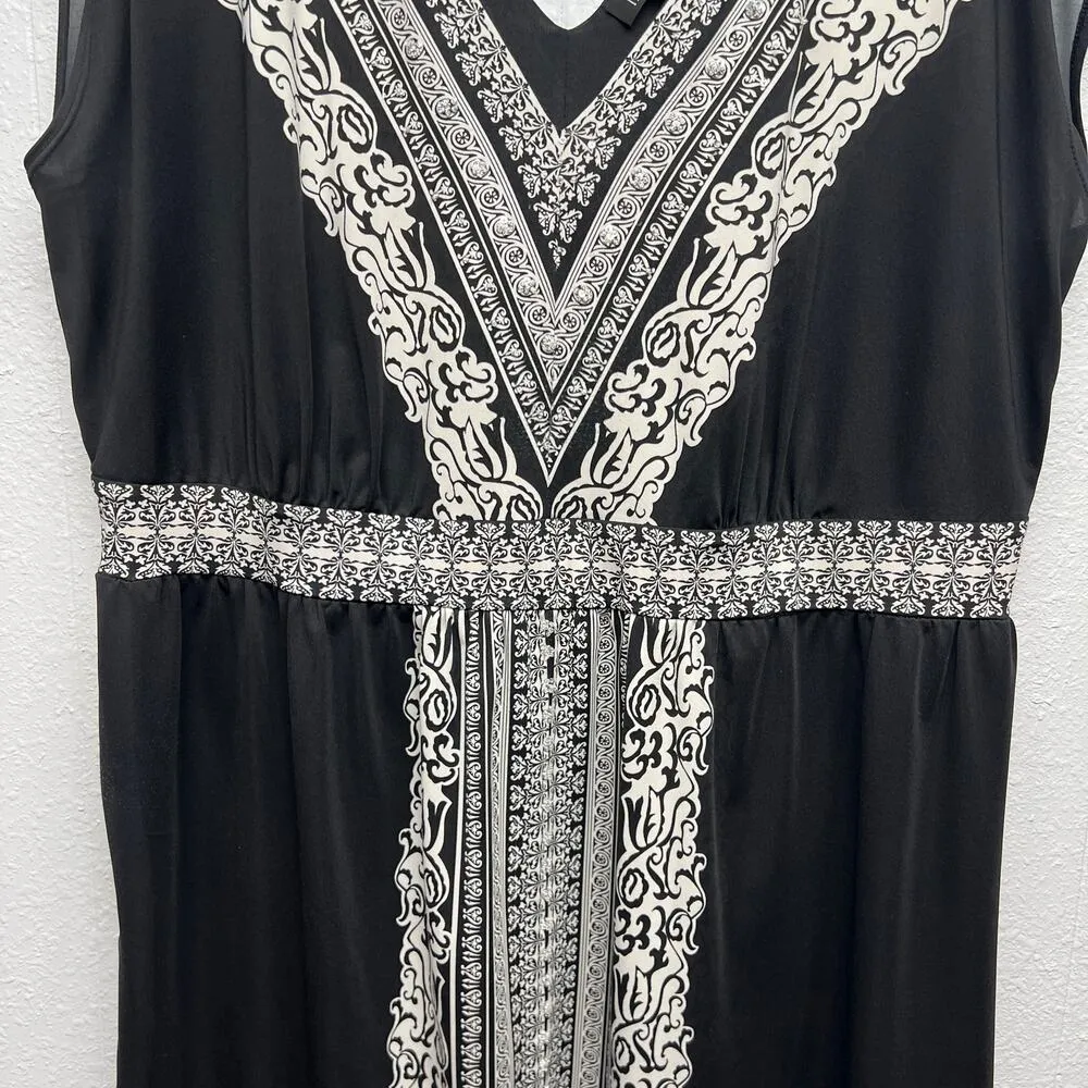 INC Dress Womens 1X Shift Boho Stretch Feminine Modest Casual Event Minimalist Black - Image 4