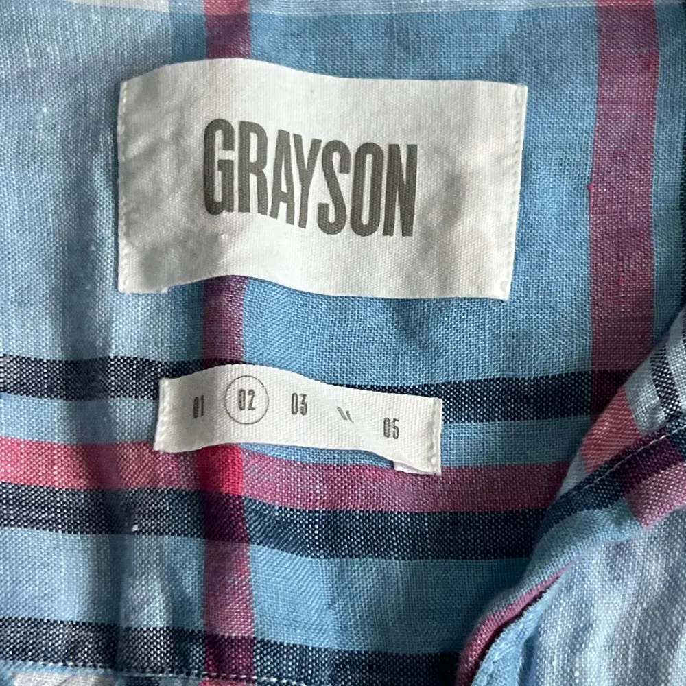 Grayson The Hero Linen Plaid Button Down Shirt | Blue | 2 (US Small) - Image 7