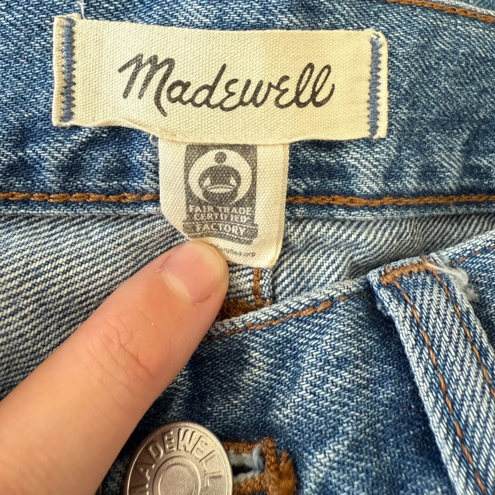 Madewell Women's The Rail Straight Jean‎ AC2 Reston Wash Rigid Size 25 - Image 10