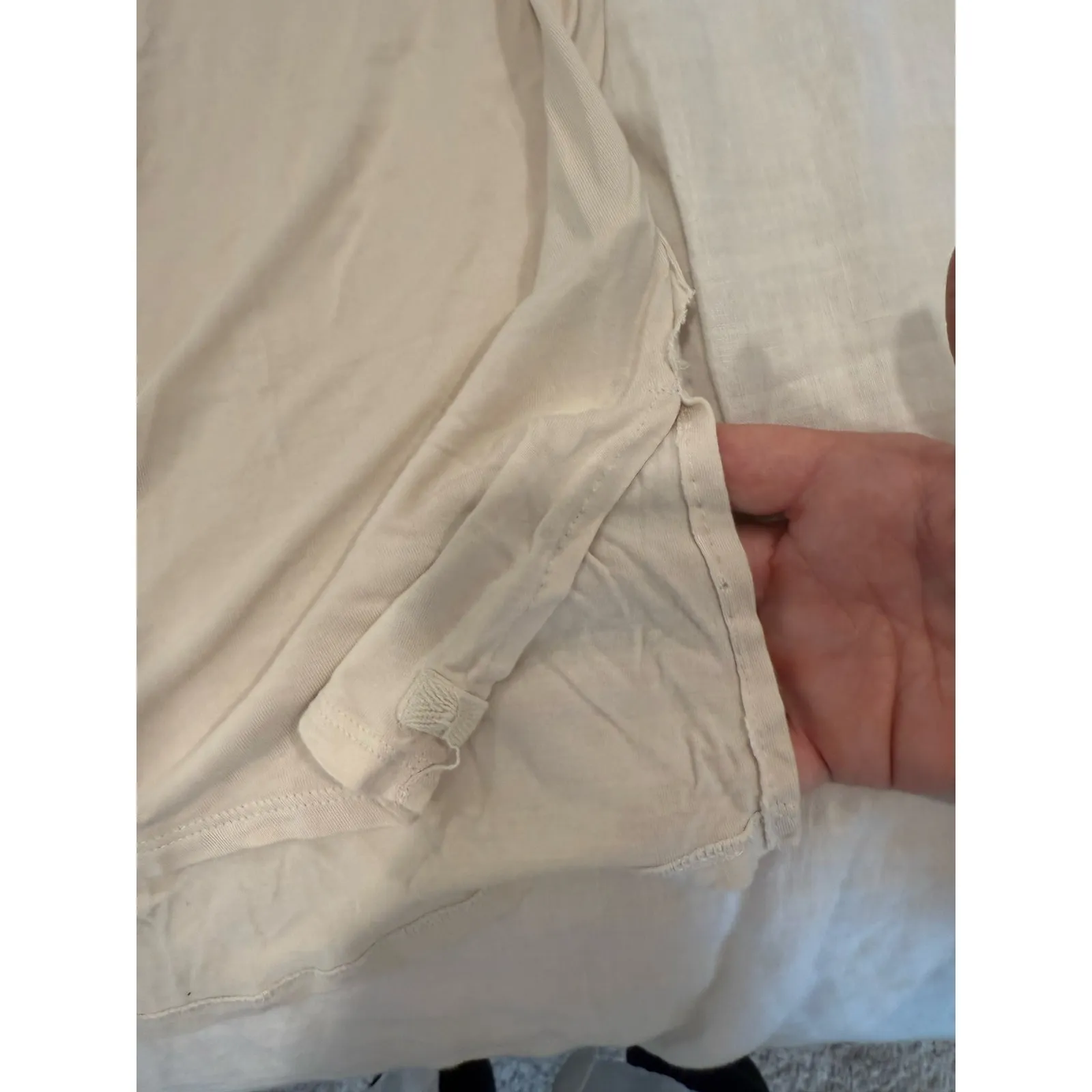 We The Free People Short Sleeve Drape Neckline T-Shirt Cream Women's Size Small - Image 6