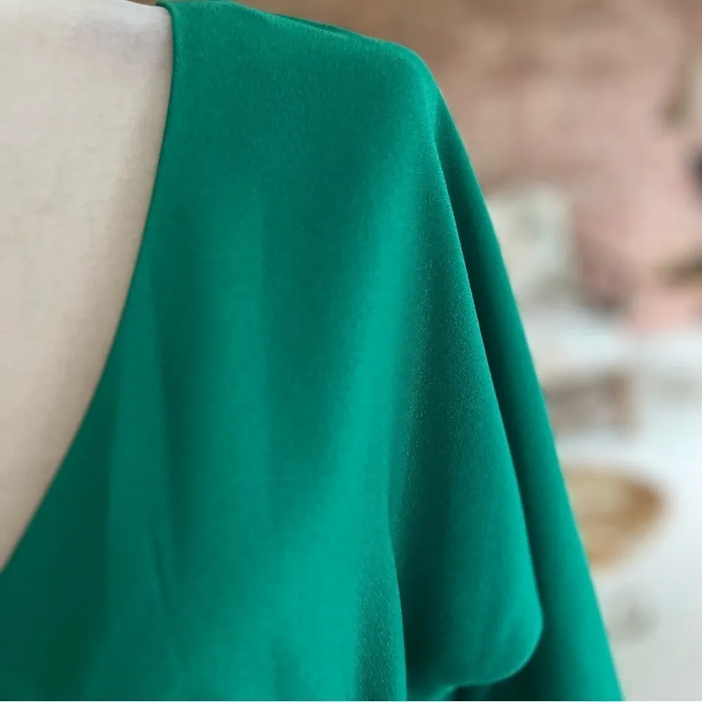 Cushnie Emerald Green Faux Wrap Satin Crepe Dress NWT 8 - Image 6