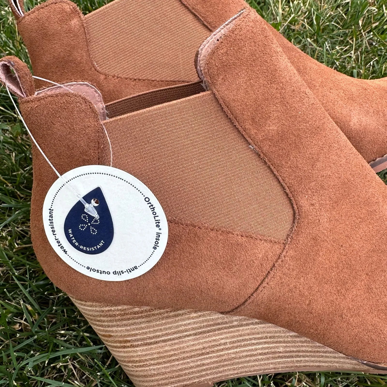 Caslon Willa Tan Suede Wedge Ankle Bootie NEW Womens 10 Water Resistant 3" Heel - Image 3