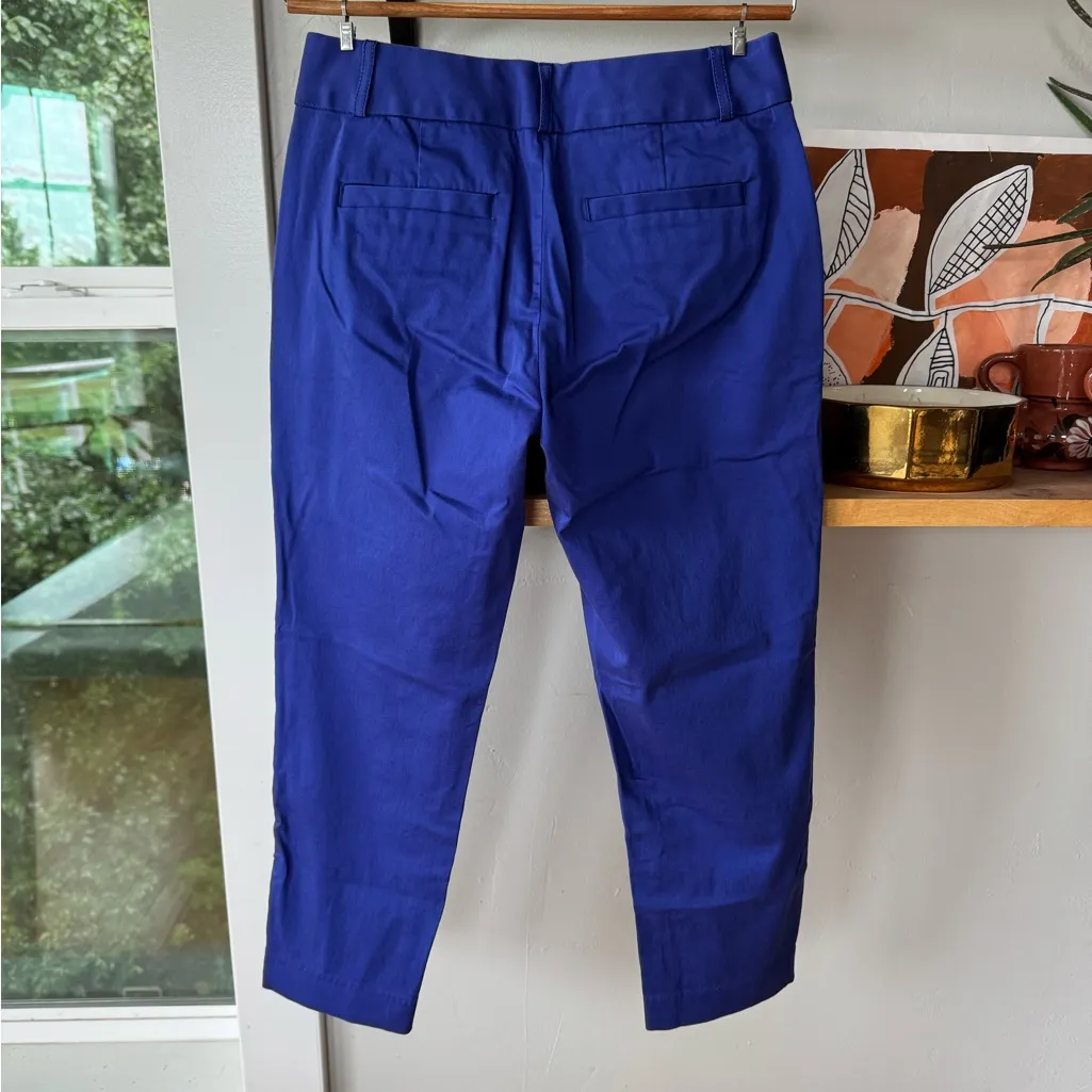 Banana Republic Cobalt Mediterranean Blue Mid Rise Sateen Crop Dress Pants Sz 0P - Image 2