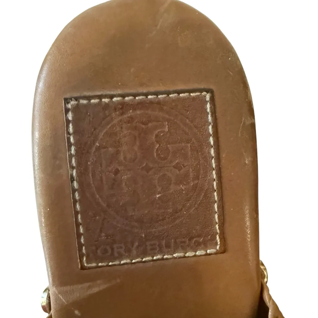 Tory Burch Widdieanne Woven‎ Leather Wood Heel Clog Sandals Women's Size 9 - Image 9