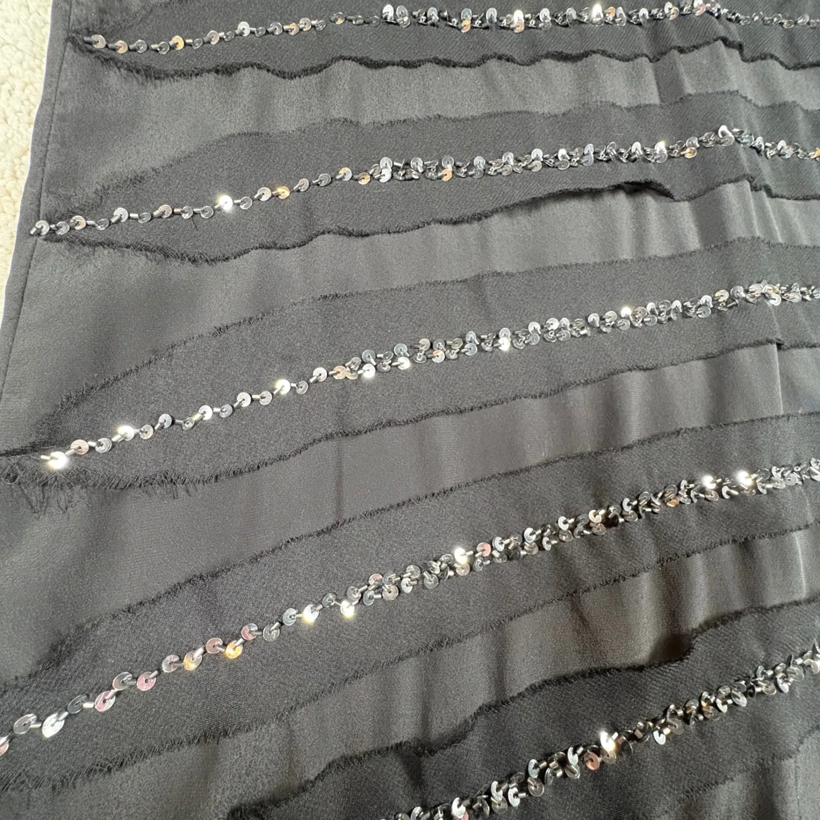 Patterson J Kincaid Black Sequin Tiered Tank Dress XS Y2K Grunge Goth - Image 5