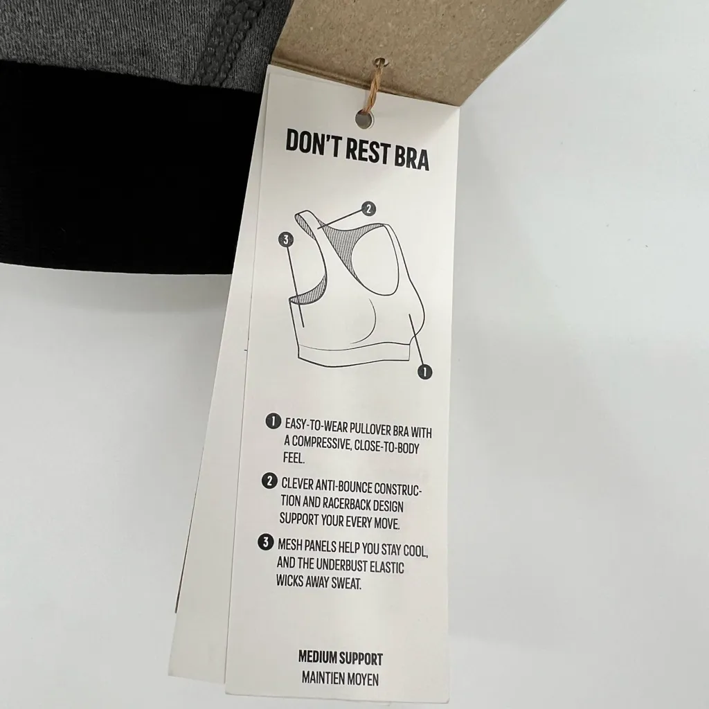 🆕 NWT Adidas Don’t Rest Sports Bra Racerback Mesh Sheer Stretch Grey Black XS - Image 10