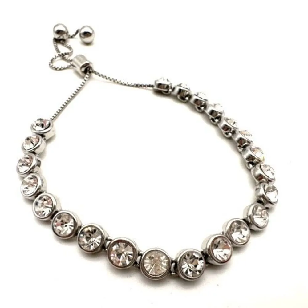 Premier Designs  studded statement crystal bracelet‎ adjustable silvertone silver - Image 9
