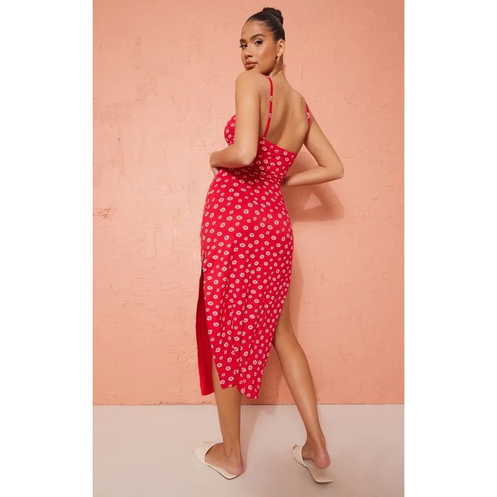 NWT Red Floral Jersey Dress - Image 3