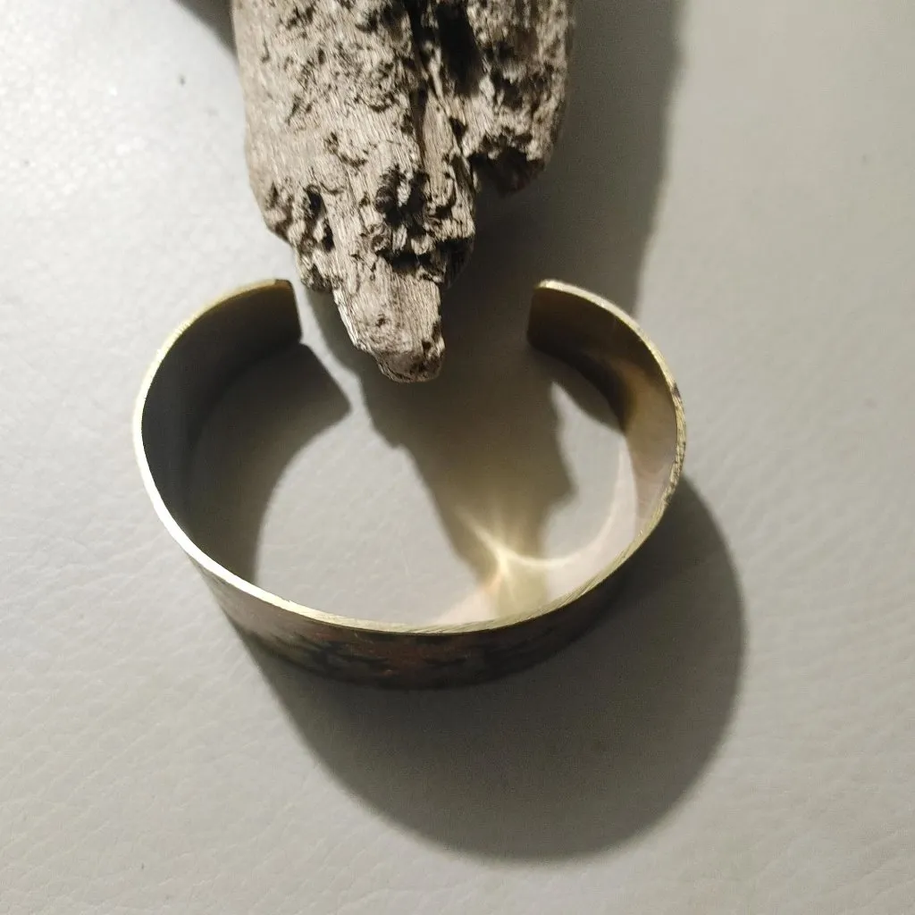 Vintage Brass Cloisonné Bangle Bracelet Ornate Green Orange Enamel Design Red - Image 3