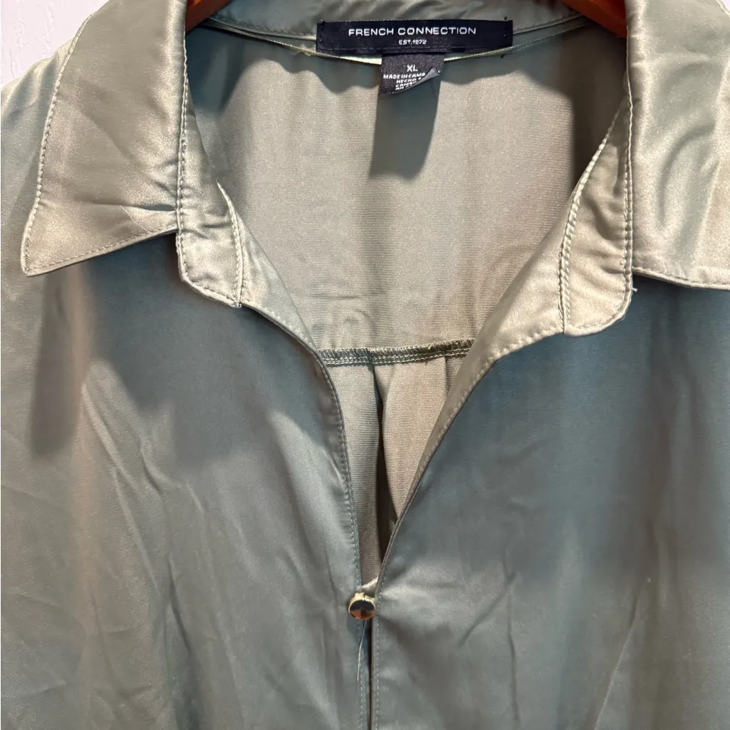 NWT French Connection Green Midi Shirt Dress with Cuffed Sleeves size XL - Image 5