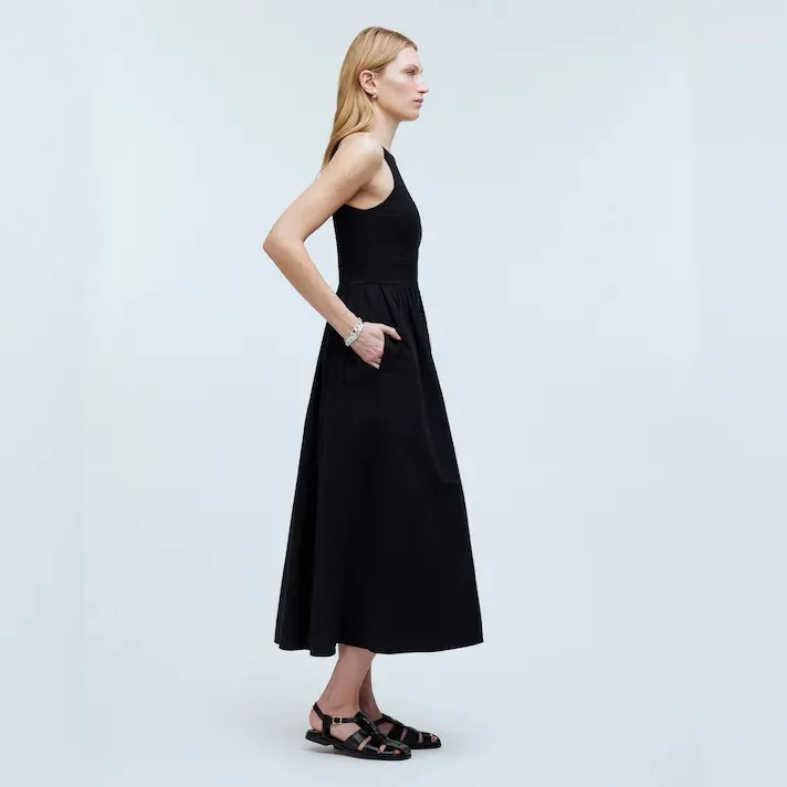 Madewell The Melody Smocked Midi Dress in True Black Size XS NWT - Image 3