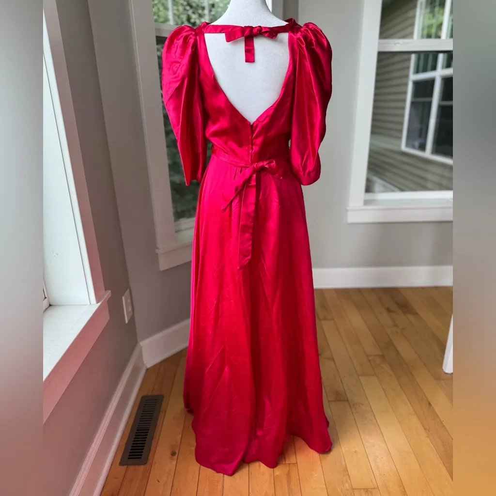 Vintage Dark Pink Satin Formal Prom Gown Dress Size Small or Medium - Image 4
