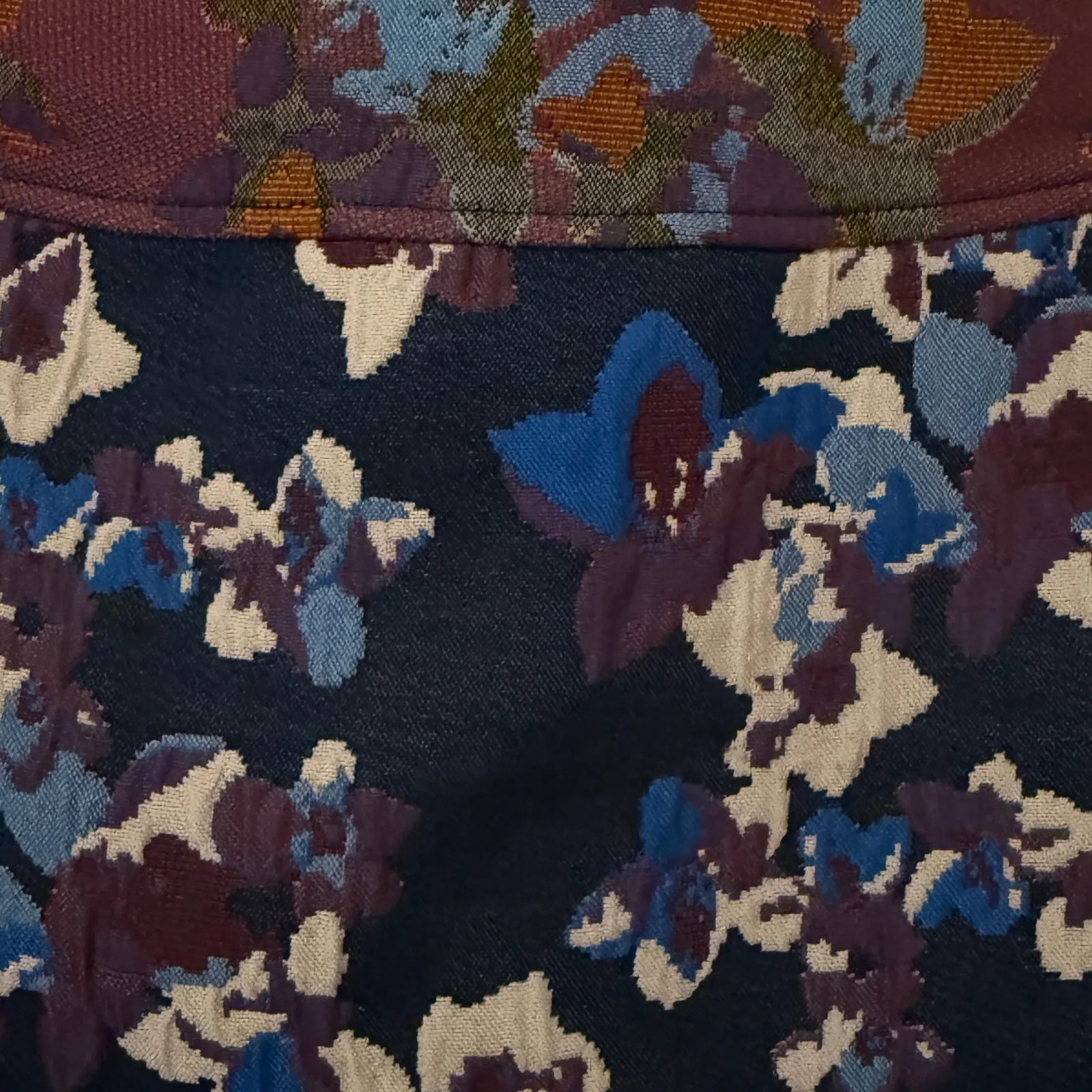 Maeve Anthropologie Cardana Size 0 Blue Jacquard Floral Mini Skirt Y2K Style‎ - Image 5