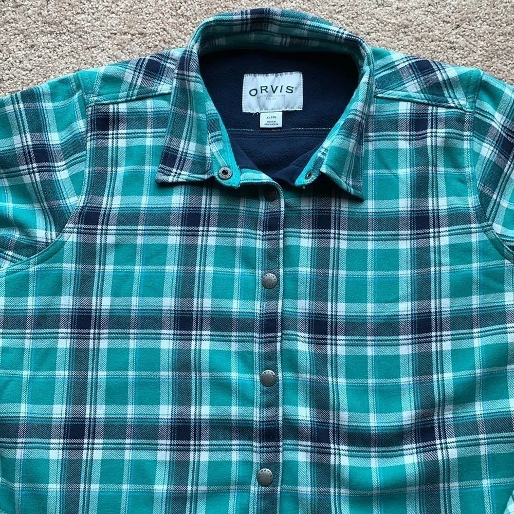 Orvis Fleece lined check button up jacket Shacket - Image 3