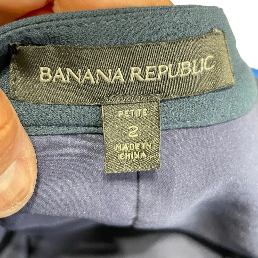 Banana Republic Chevron Pleated Midi Skirt Blue Petite 2 - Image 5