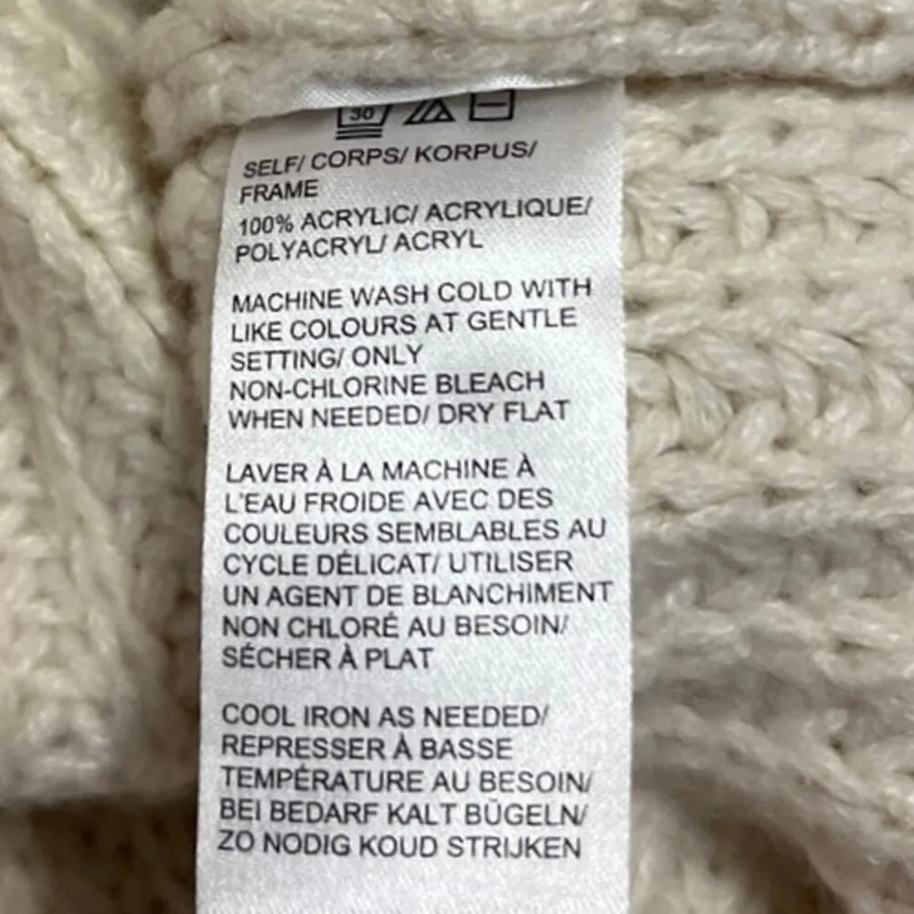 Design Lab Women's Cream Red Striped Turtleneck Oversized Sweater Top Size M - Image 5