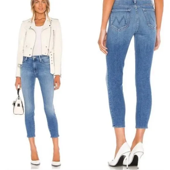 Mother‎ The Looker Crop Skinny Jeans In French Quarter Size 24 Blue - Image 2
