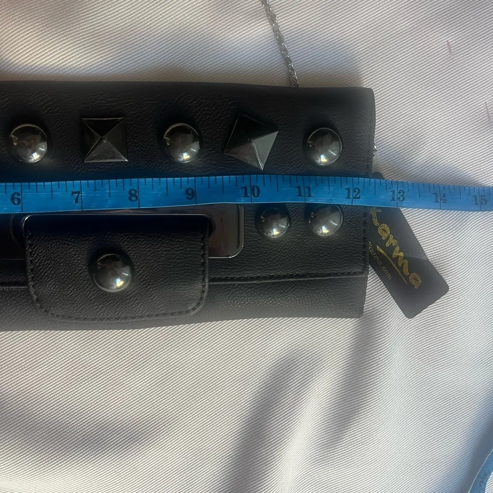 Karma Black Studded Leather Clutch - Image 10