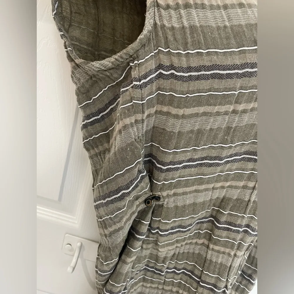 PrAna Button Down Army Green and Tan Shirt Dress Women’s Size Large - Image 6