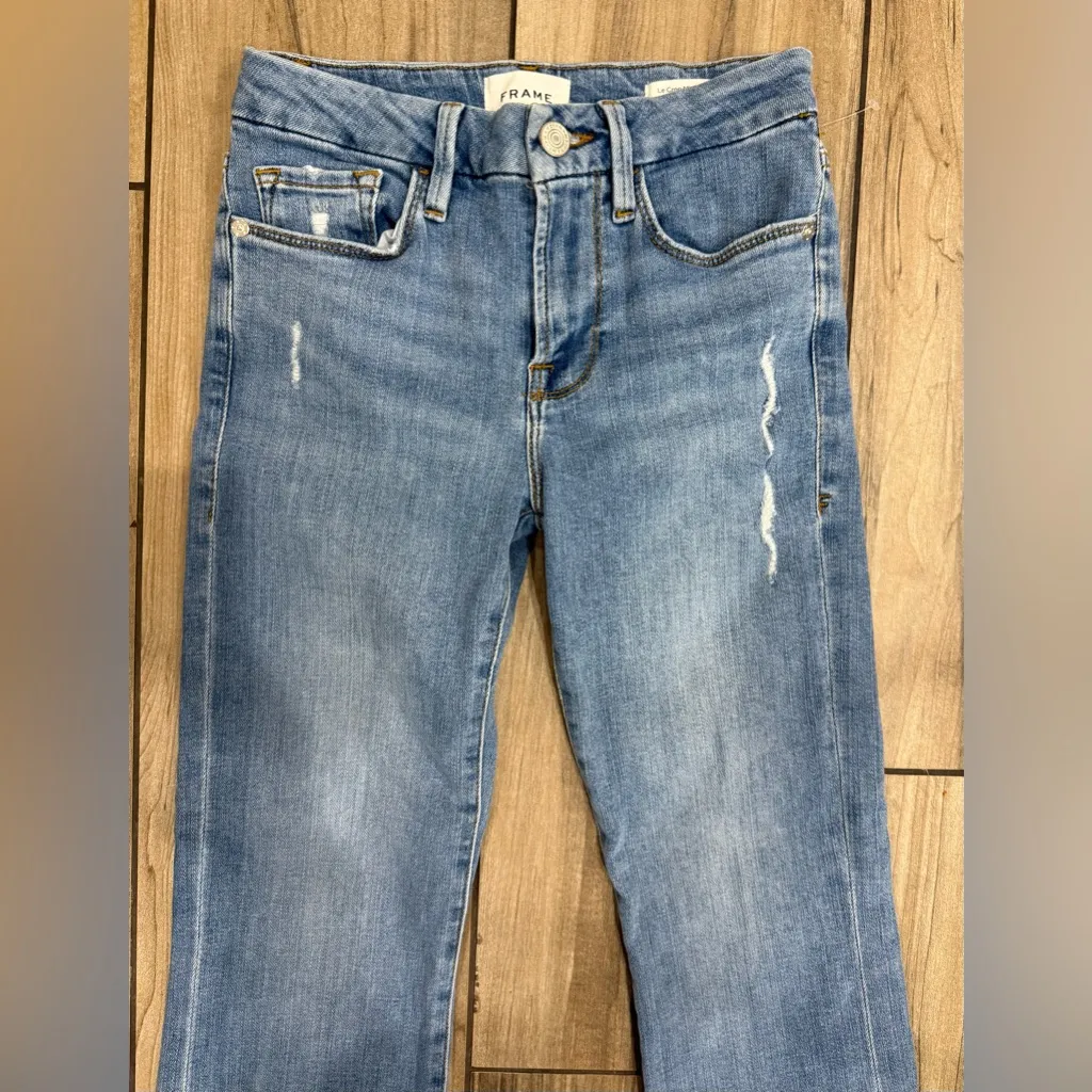 NWT Frame Denim Le Crop Mini Boot Raw‎ Stagger Chew Jeans Sz 25 - Image 7