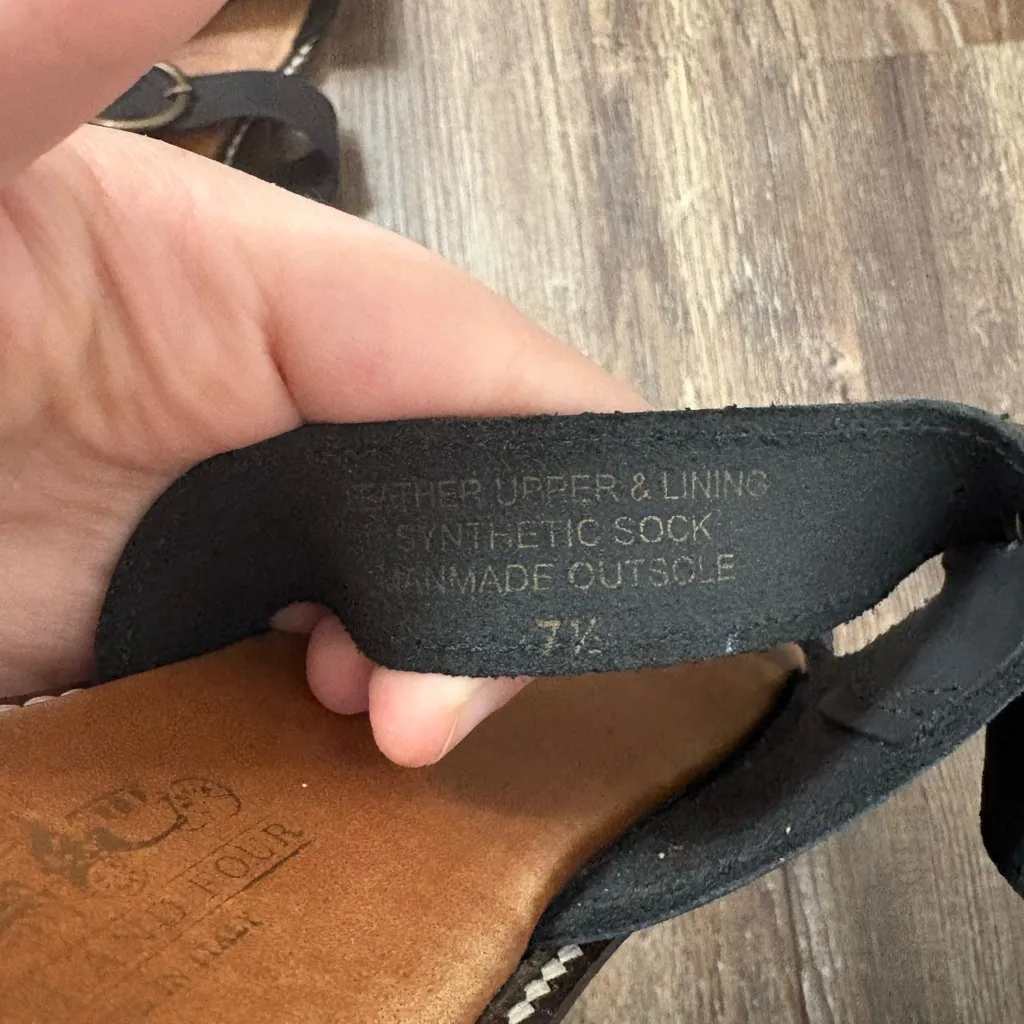 Coach and Four Made in Italy Tucson Strappy Black Leather Slip On Sandals 7 1/2 Size 7.5 - Image 5