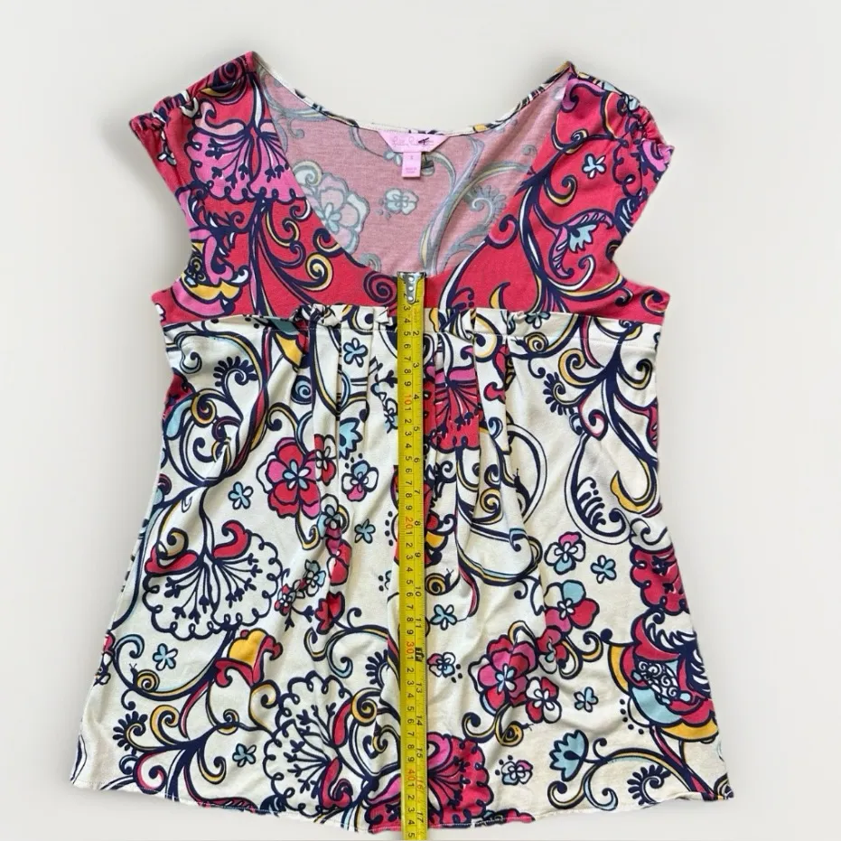 Lilly Pulitzer Women’s Silk‎ Blend Sleeveless Top Turtle & Snail Shirt Ruffle S - Image 6