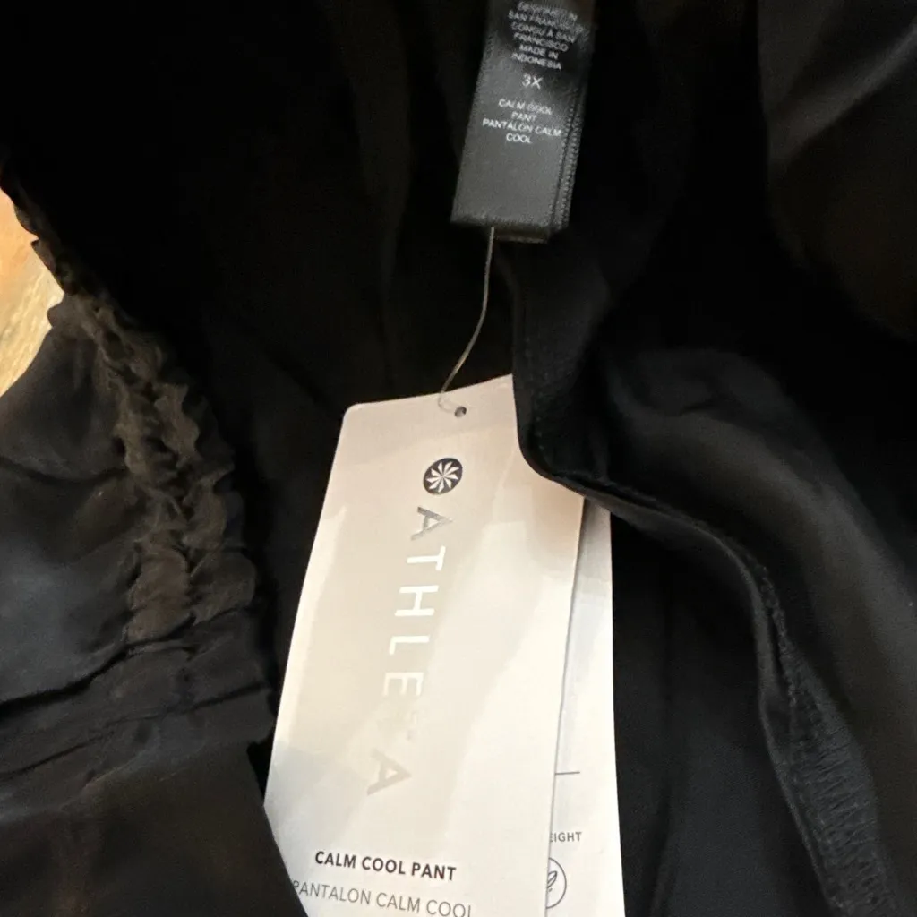 Women's Athleta Black Calm Cool Wide Leg Pajama Pants 3X NWT Silky - Image 5