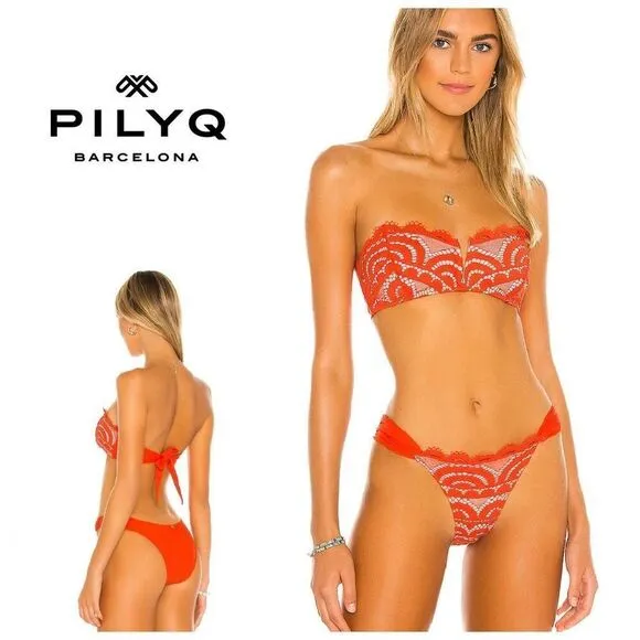 PilyQ New. PQ water lily lace v-wire bikini set. S-top/medium-bottom. Retails $168 - Image 2
