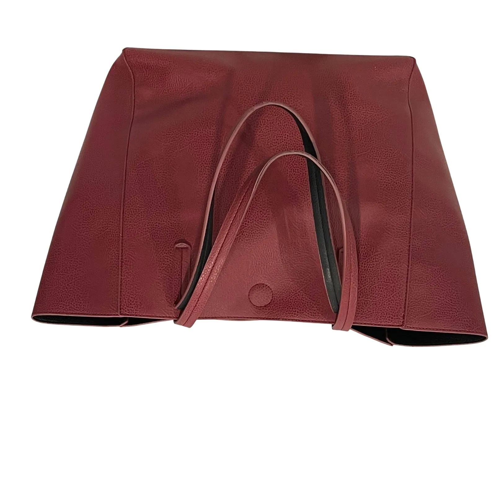 Reversible Faux Leather Tote Bag Women Burgundy Black‎ Everyday Carryall Red - Image 3