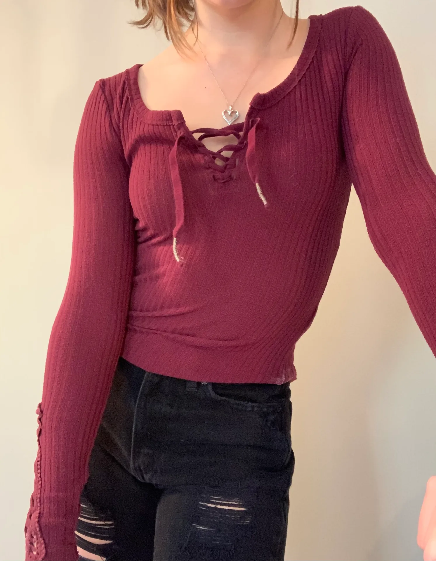 Burgundy Red Tight Shirt  - Image 2
