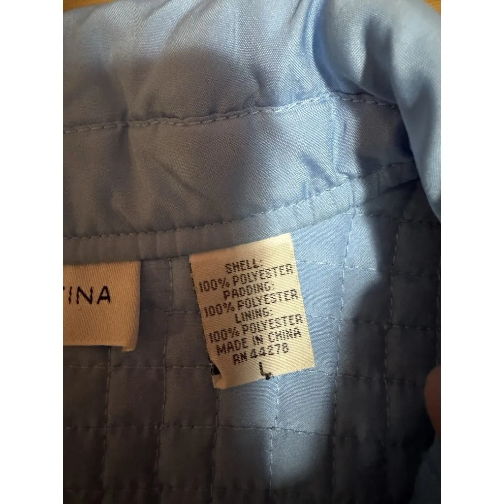Marisa Christina Women Jacket Quilted Shell Size Large Lightweight Full Zip READ Blue - Image 9