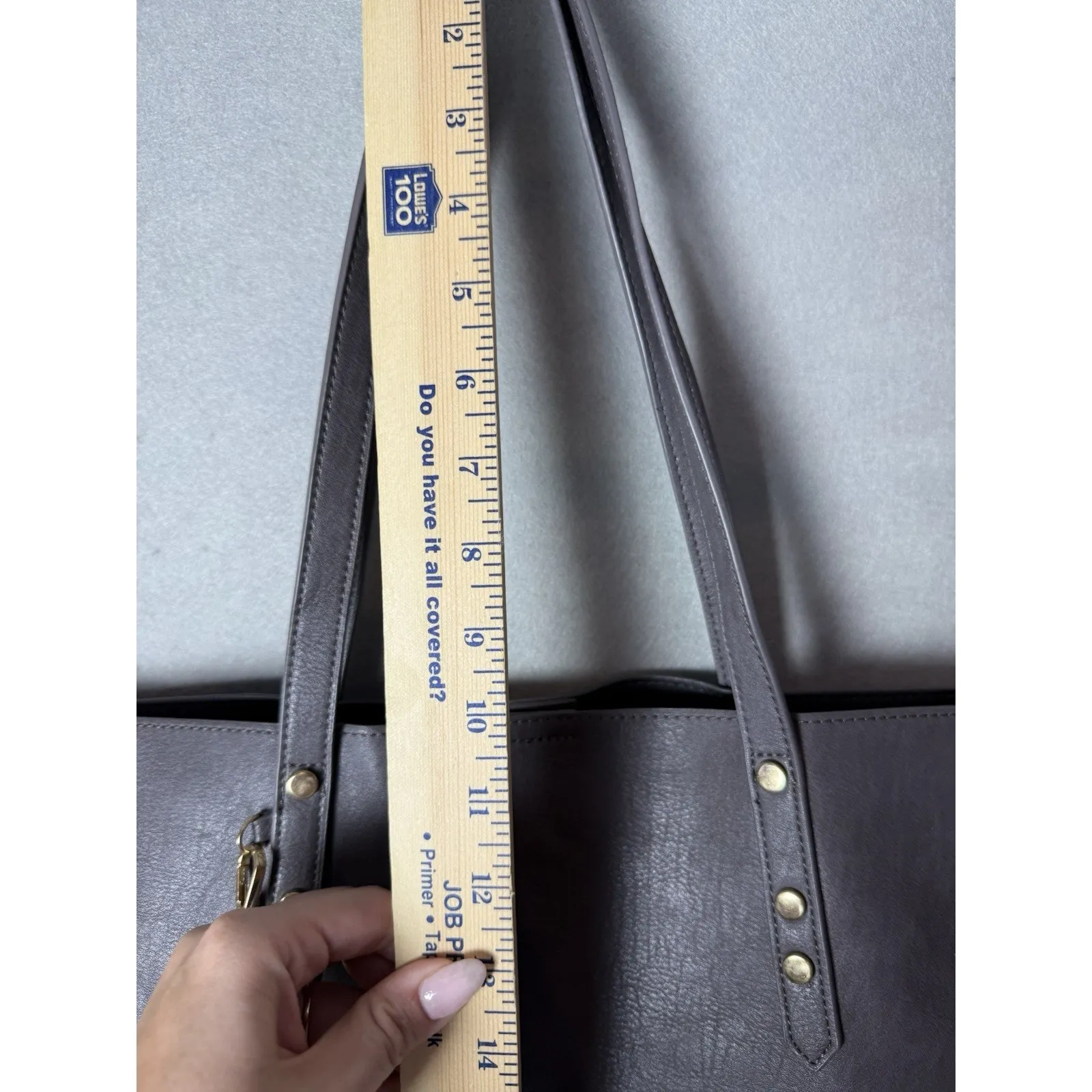 Dark Gray Women's Soft Faux Leather Tote Shoulder Bag with Tassel - Image 4