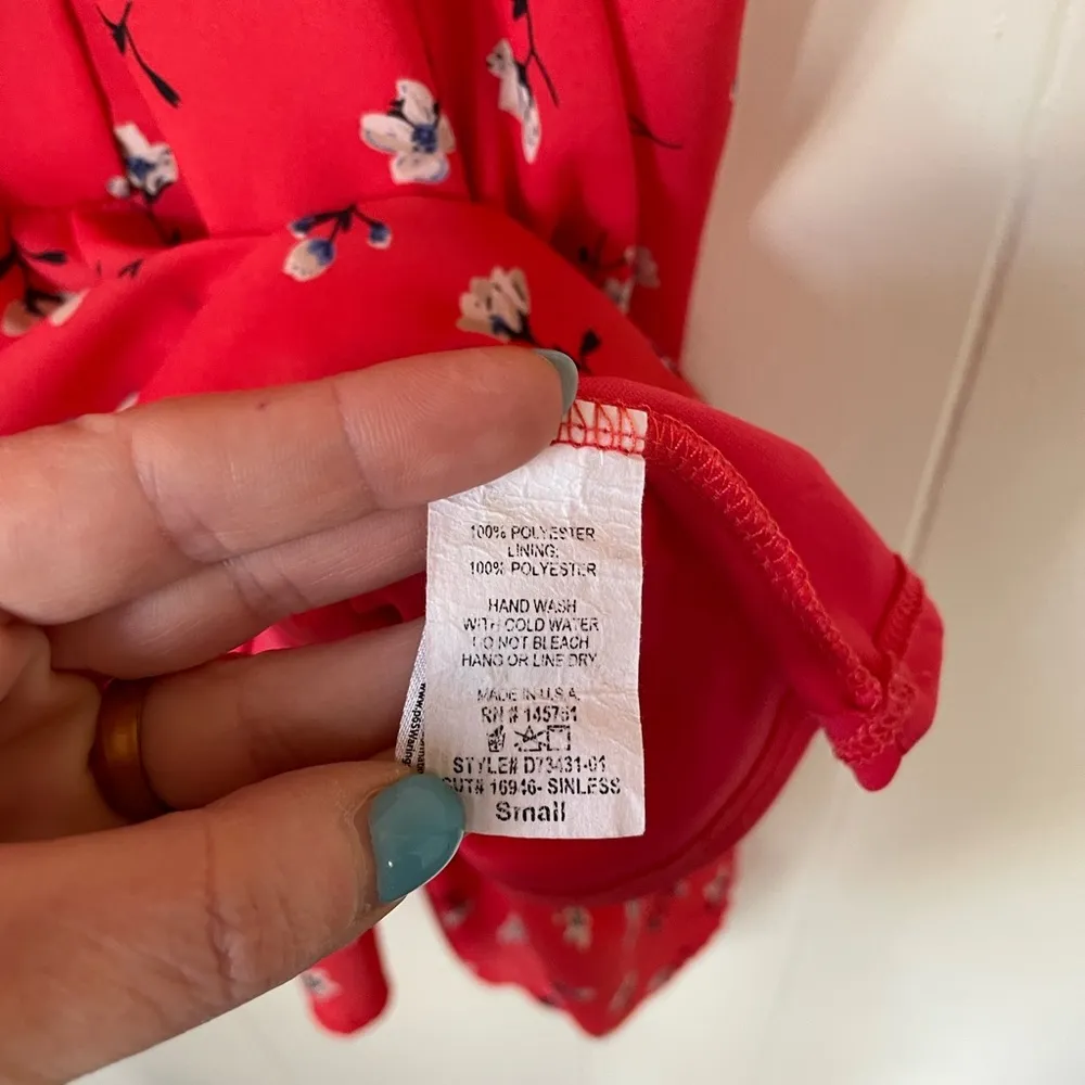 Peach Love California orange floral mini dress lined Women’s Size Small - Image 8