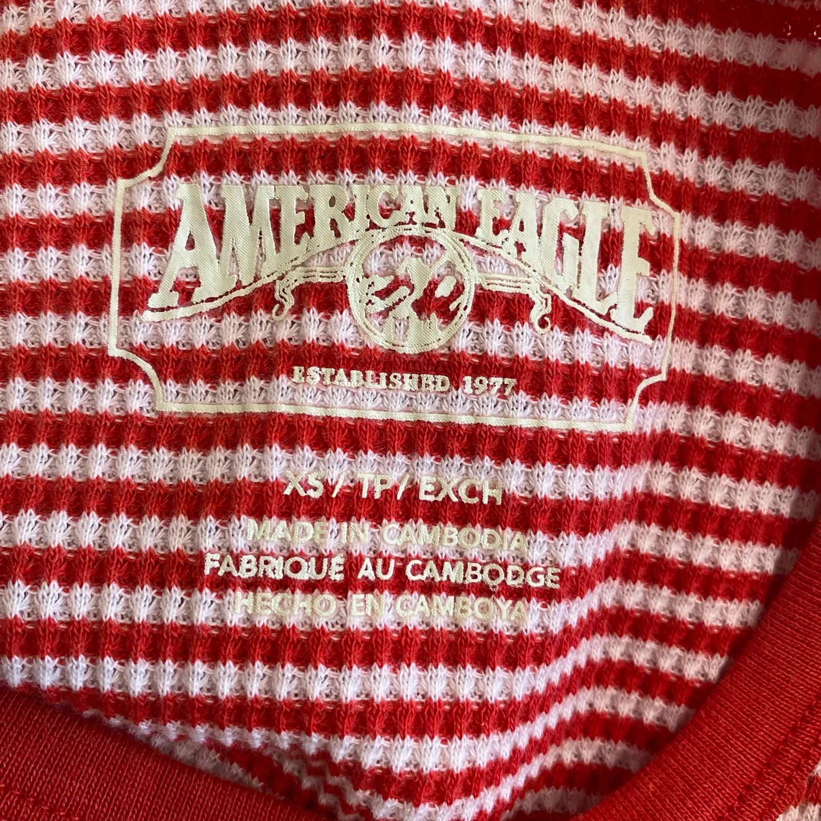 American Eagle‎ NWT Striped Long Sleeve Shirt Womens Size XS Red White - Image 2
