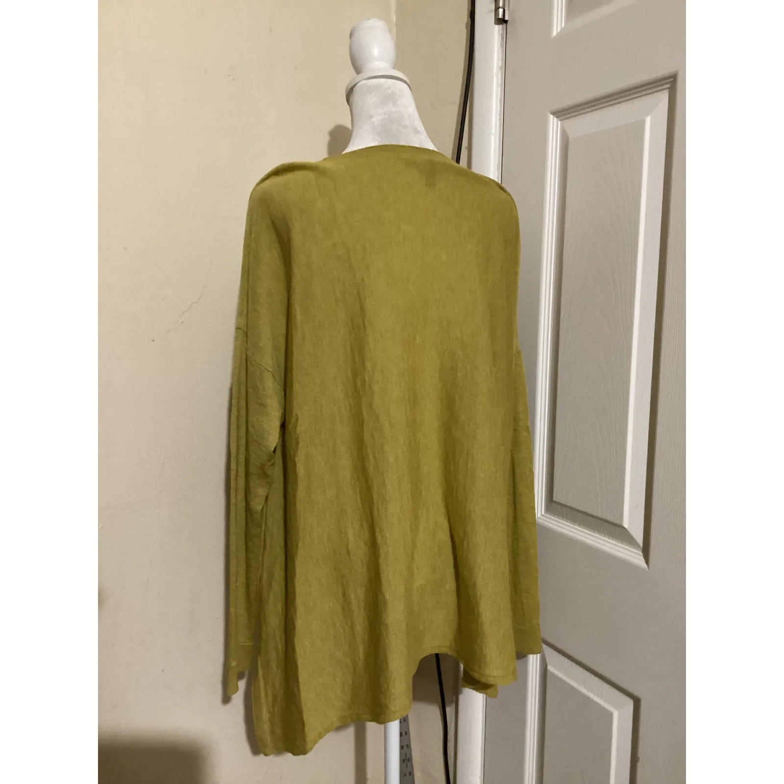EILEEN FISHER Lightweight Crew Neck Long Sleeve Sweater M M Olive Green - Image 3