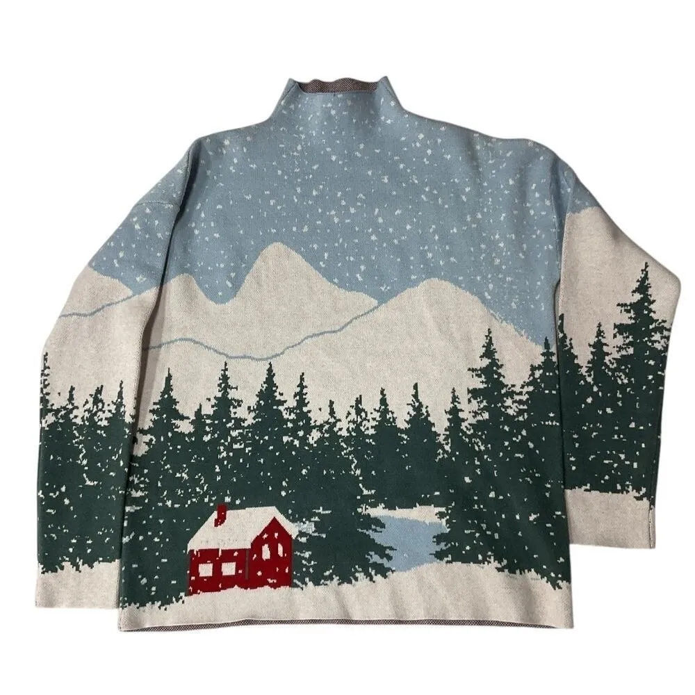 Tahari Women's Mock‎ Neck Cabin Winter Long Sleeve Sweater Size M Cozy Knit - Image 7