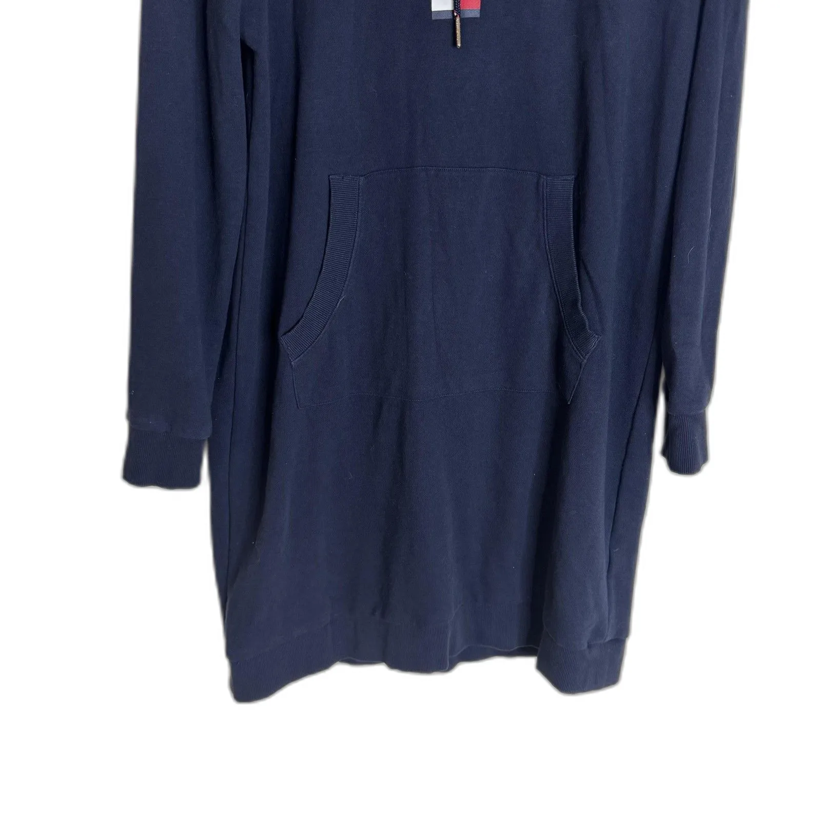 Tommy Hilfiger Hoodie Dress Womens Large Navy Blue Spell Out Sweatshirt pullover - Image 3