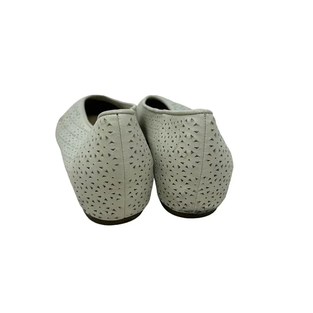 Eileen Fisher‎ White Lasercut Leather Ballet Flats Size US 8.5 - Image 5