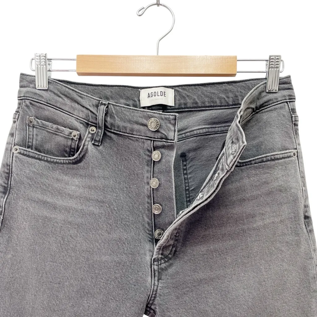 AGOLDE Nico High Rise Cropped Slim Jeans Gray Ceremony Wash Button Fly Size 29 - Image 6