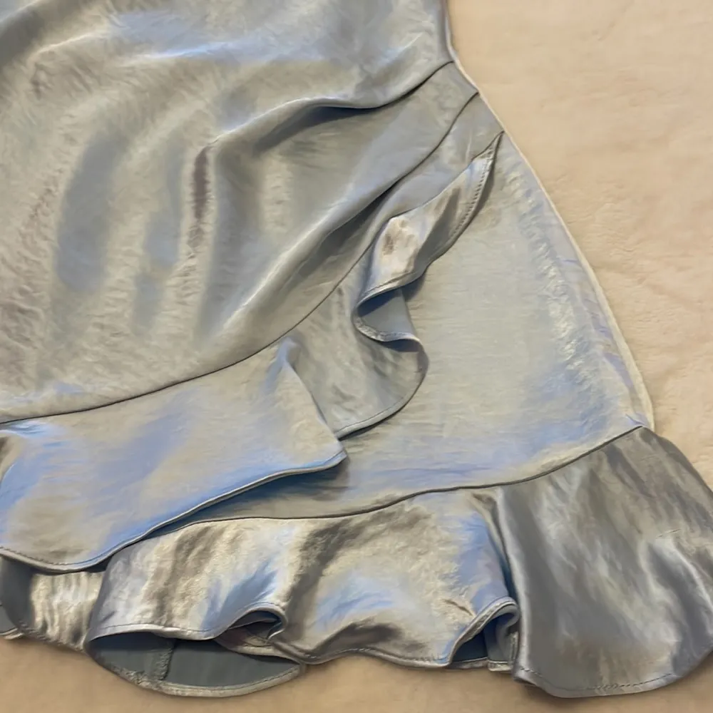 Light Blue Satin Ruffle Romper - Image 2