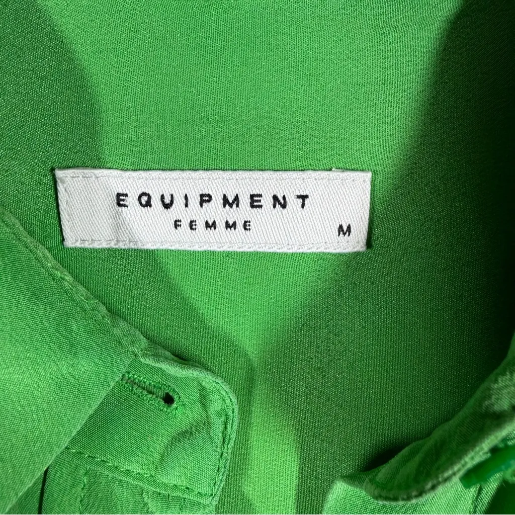 Equipment Green Signature Slim Fit Silk Button Down Top - Image 3